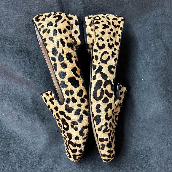 STEVE MADDEN Sz 7 Smile Almond Toe Animal Print Slip On Loafets Pony Hair - Picture 7 of 10